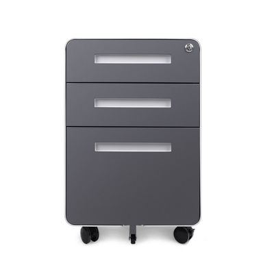 Ngăn kéo tròn 3 ngăn kéo Tủ đựng đồ bằng kim loại màu xám có thể di chuyển