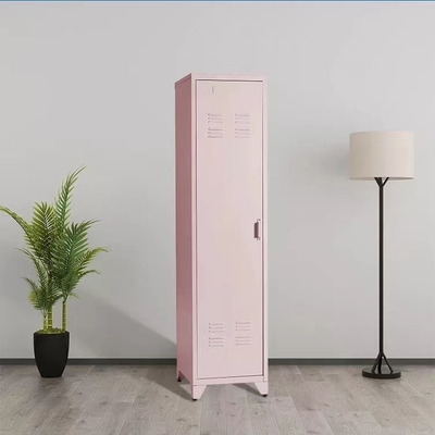 Tủ đựng đồ bằng thép phòng ngủ màu hồng Chân đứng Tủ đựng quần áo thẳng đứng